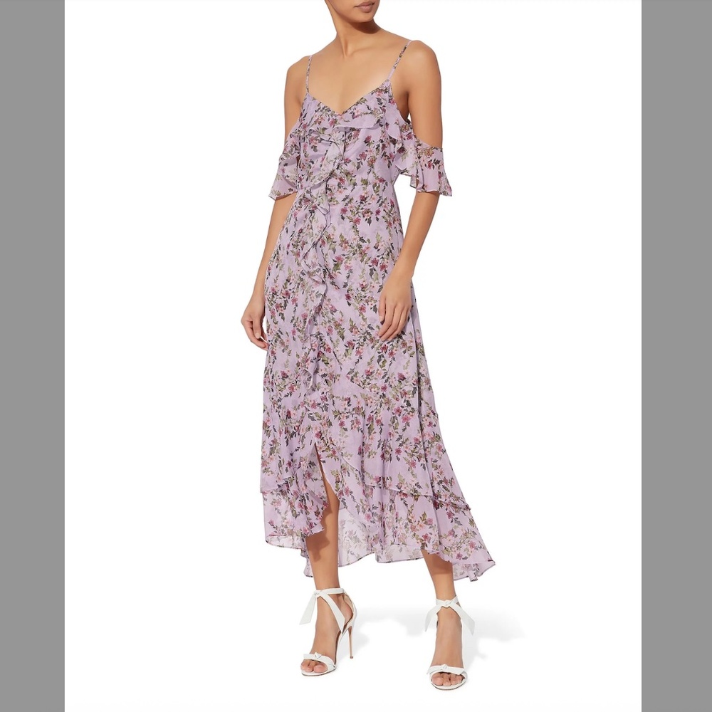 New without Tags! INTERMIX Emelia Lavender Floral Print Ruffle Dress S/4